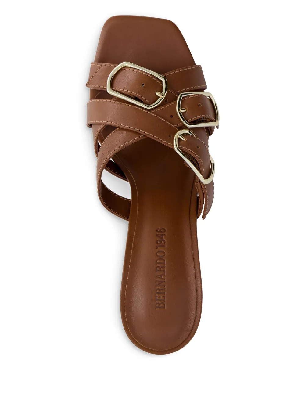 Bernardo 80mm Bea double-buckle slide sandals Brown