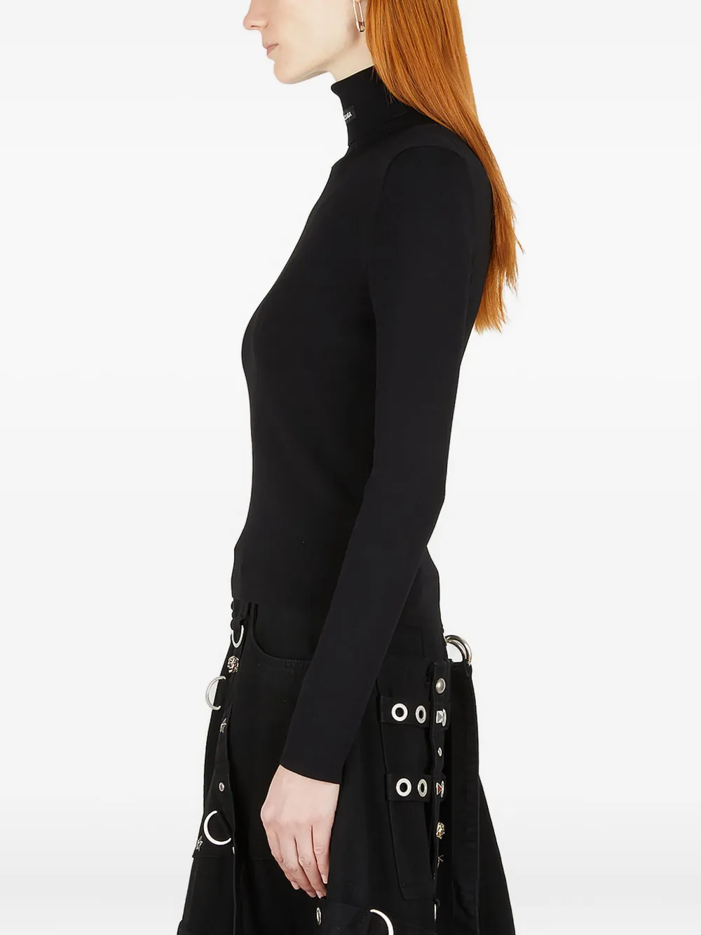 Balenciaga logo-patch turtleneck top Zwart