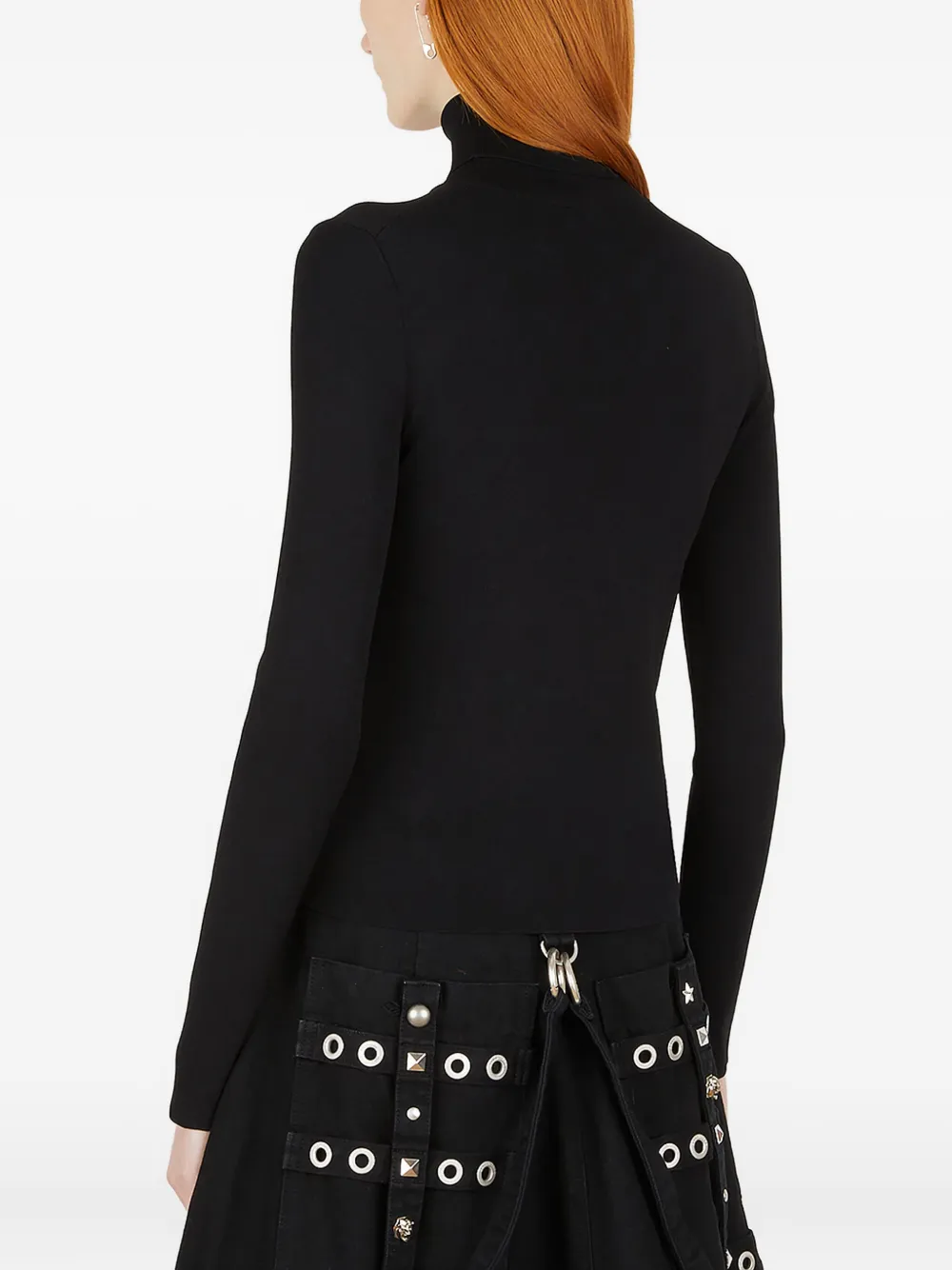 Balenciaga logo-patch turtleneck top Zwart
