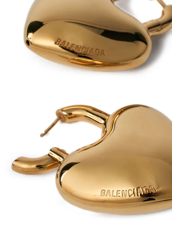 Balenciaga ハートシェイプ フープピアス | ゴールドトーン