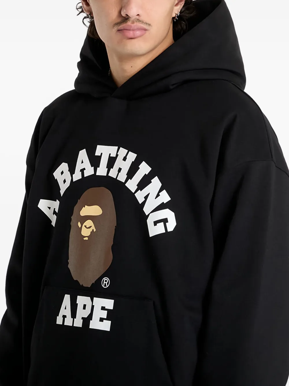 A BATHING APE Hoodie met logoprint Zwart
