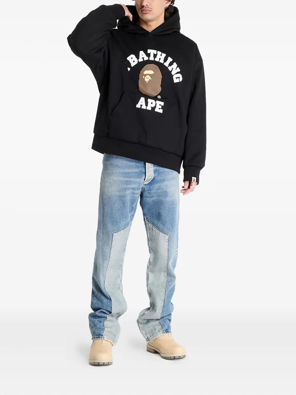A BATHING APE Hoodie met logoprint Zwart