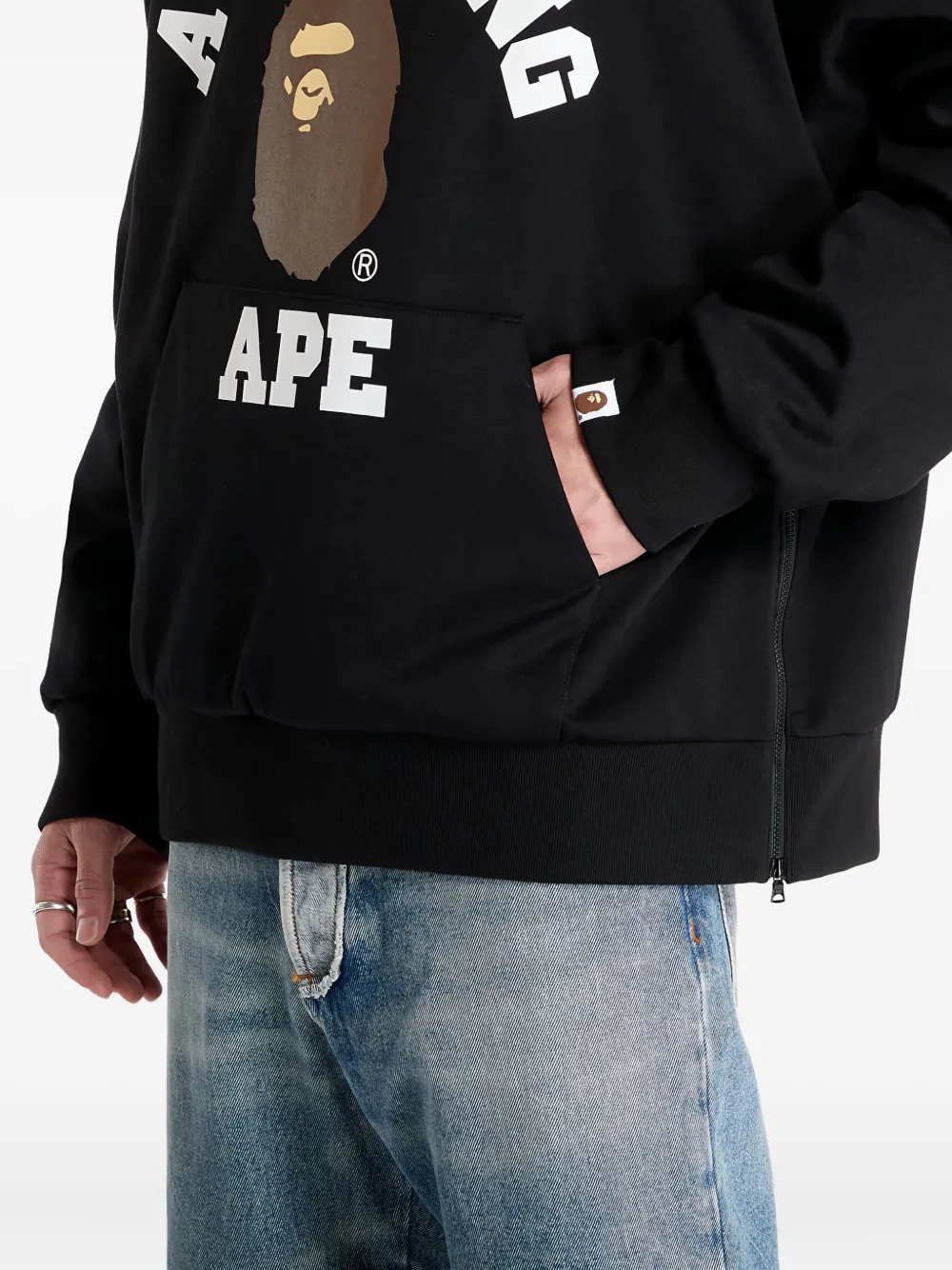 A BATHING APE Hoodie met logoprint Zwart