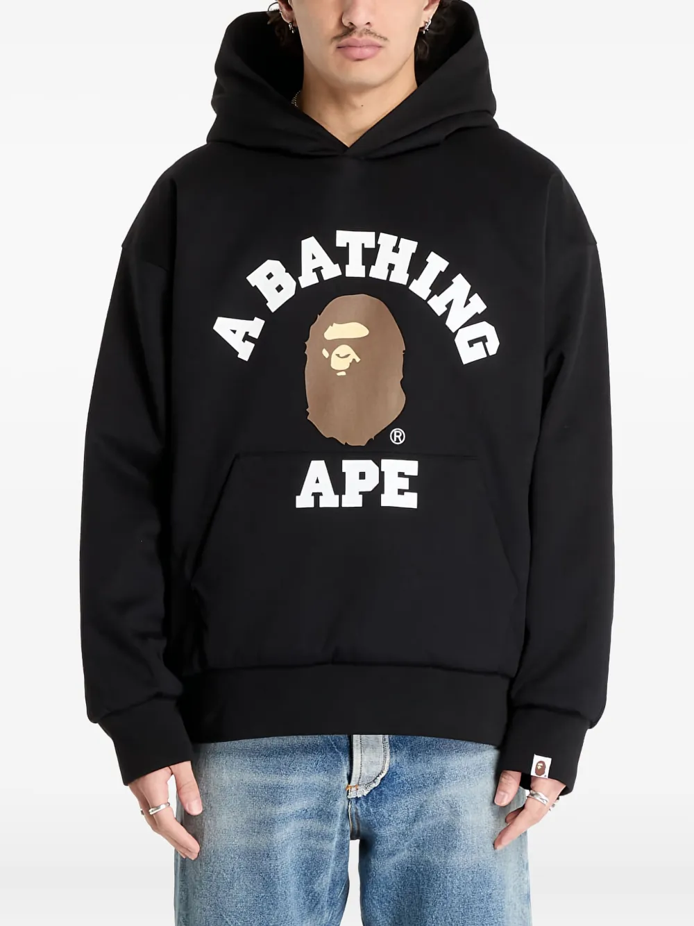 A BATHING APE Hoodie met logoprint Zwart