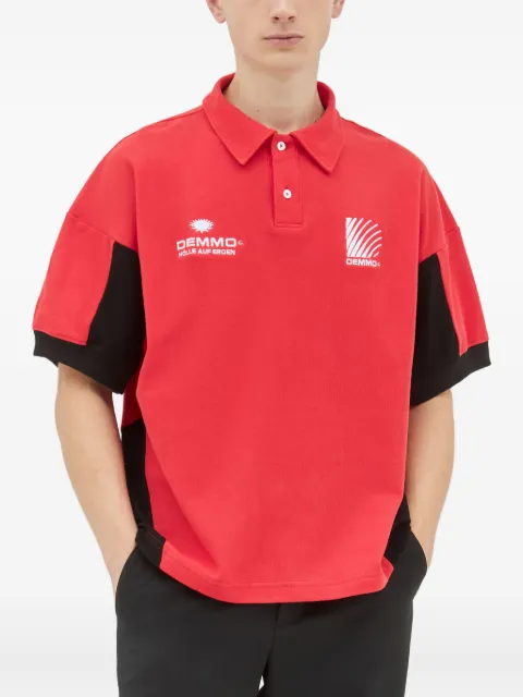 DEMON panelled cotton polo shirt