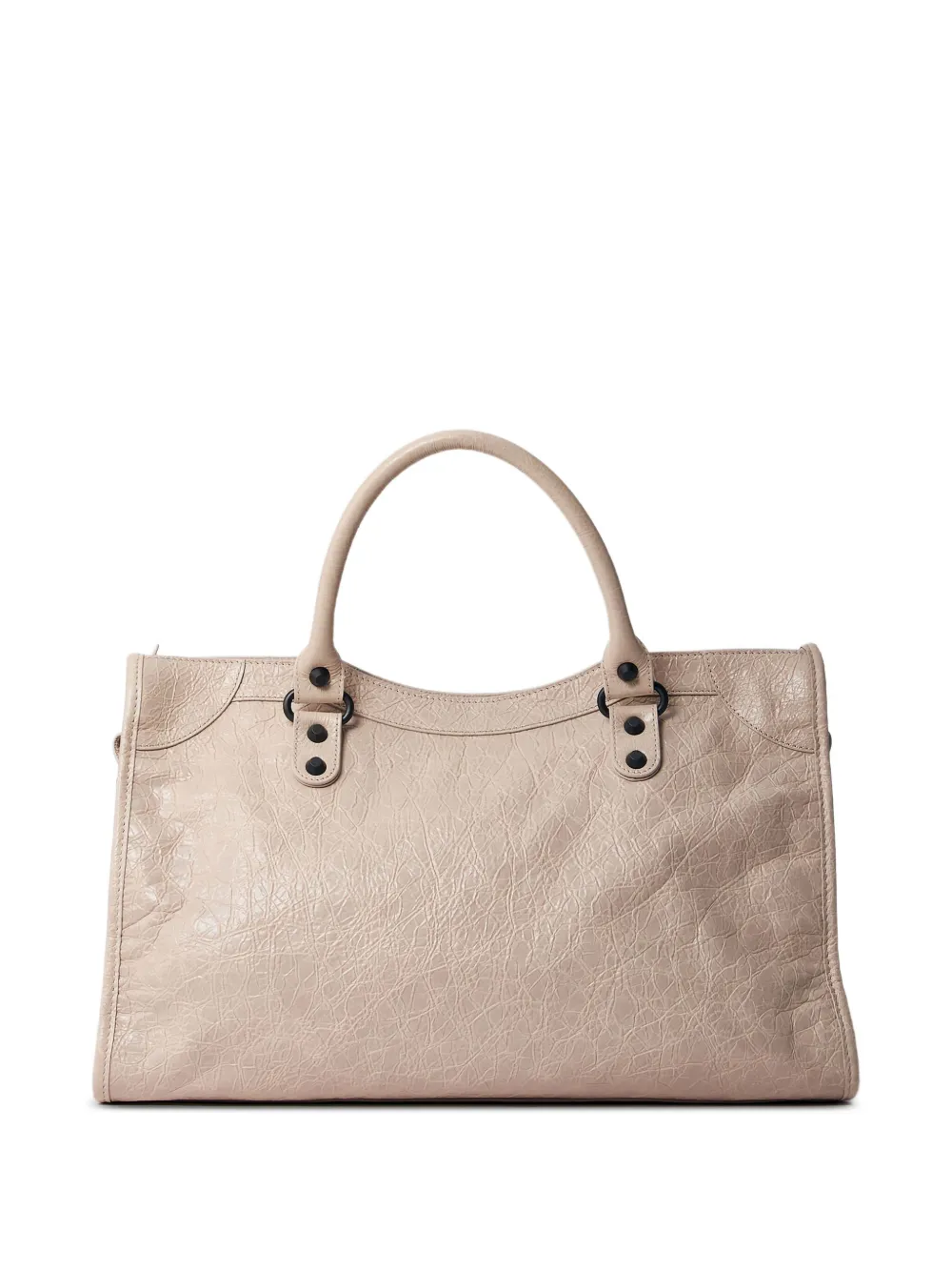 Balenciaga Le City crinkled leather stud tote bag Beige