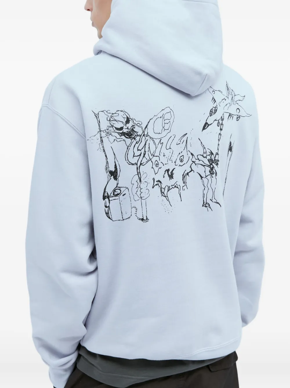 ICE & TECHNO cross-print snap-fastening hoodie Blauw