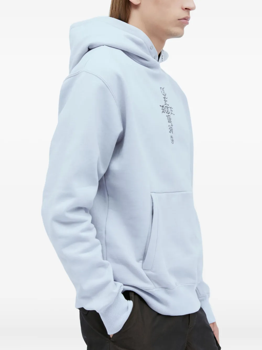 ICE & TECHNO cross-print snap-fastening hoodie Blauw
