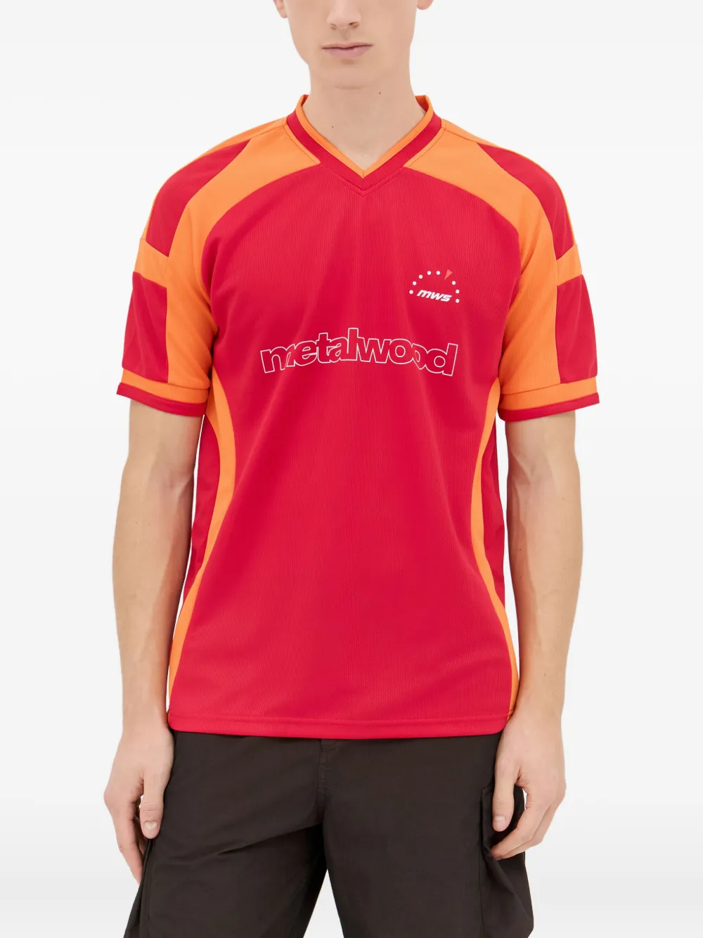 Metalwood Studio panelled logo T-shirt - レッド Metalwood Studio panelled logo T-shirt - レッド