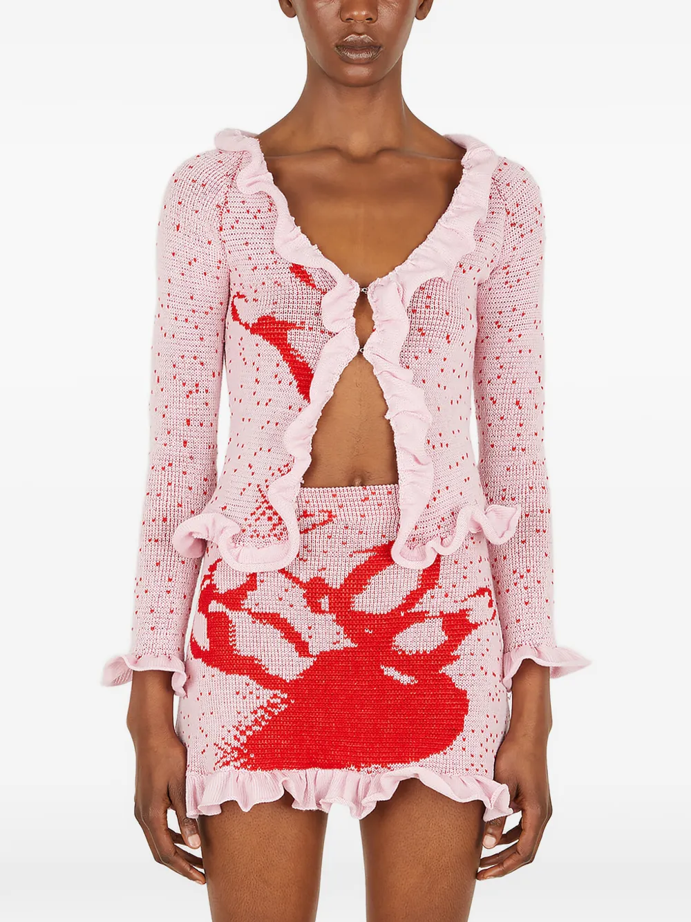 LOUISE LYNGH BJERREGAARD Cardigan con ruches - Rosa