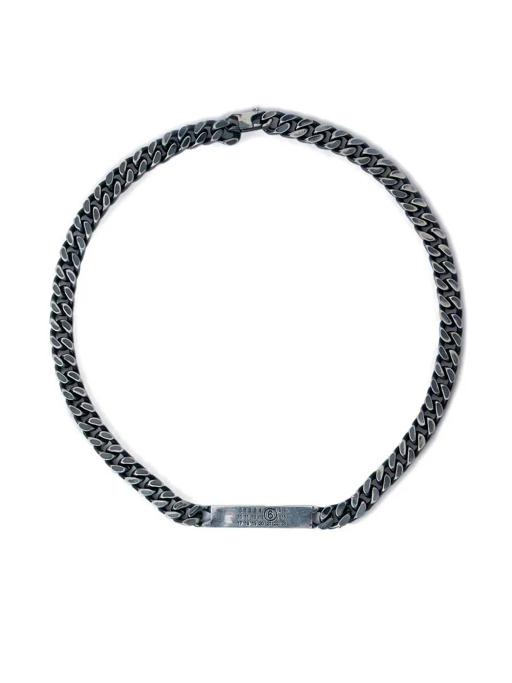 MM6 Maison Margiela curb-chain logo-plaque bracelet - Argento
