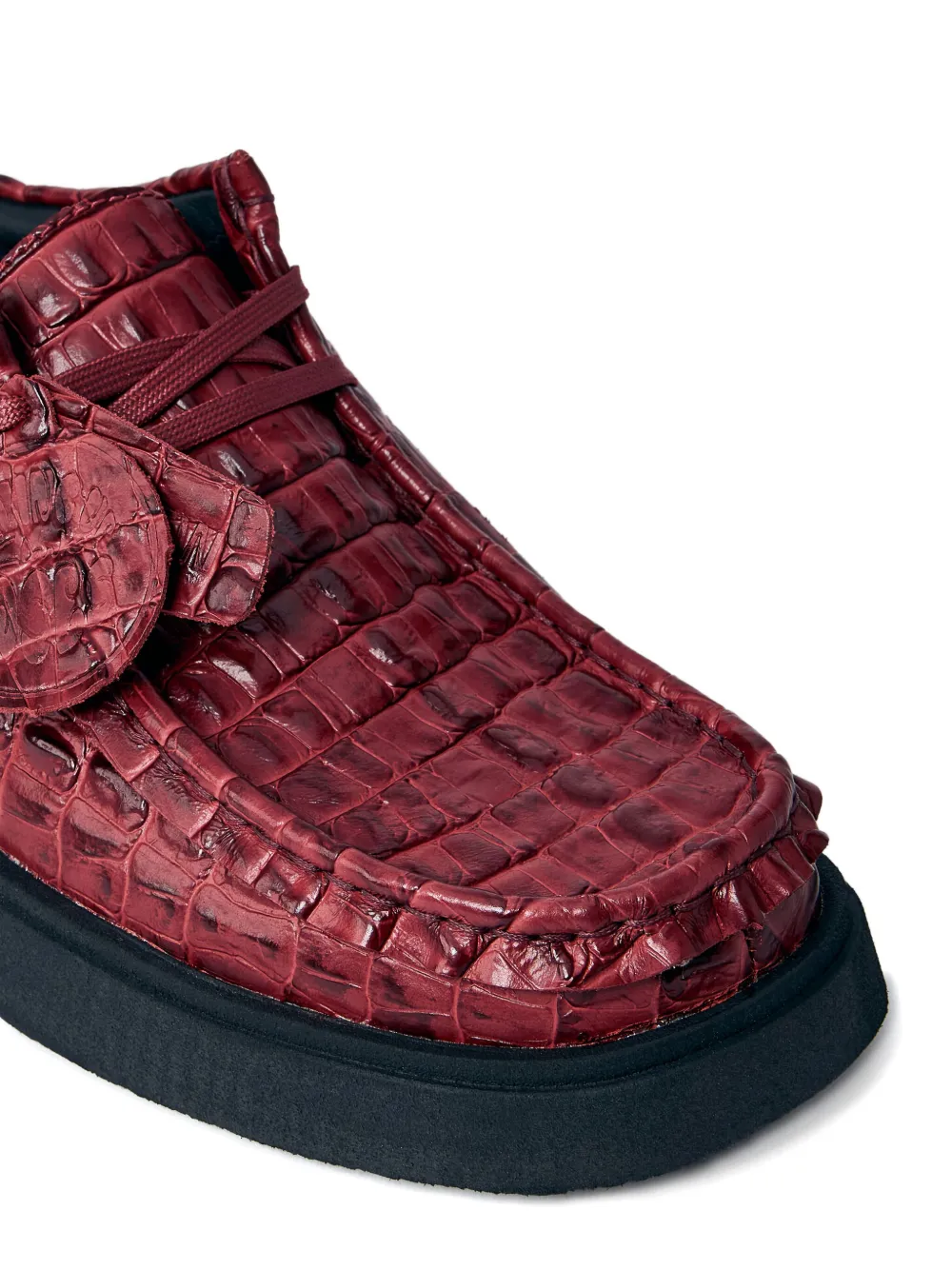 Martine Rose Torview croc-embossed lace-up shoes Red
