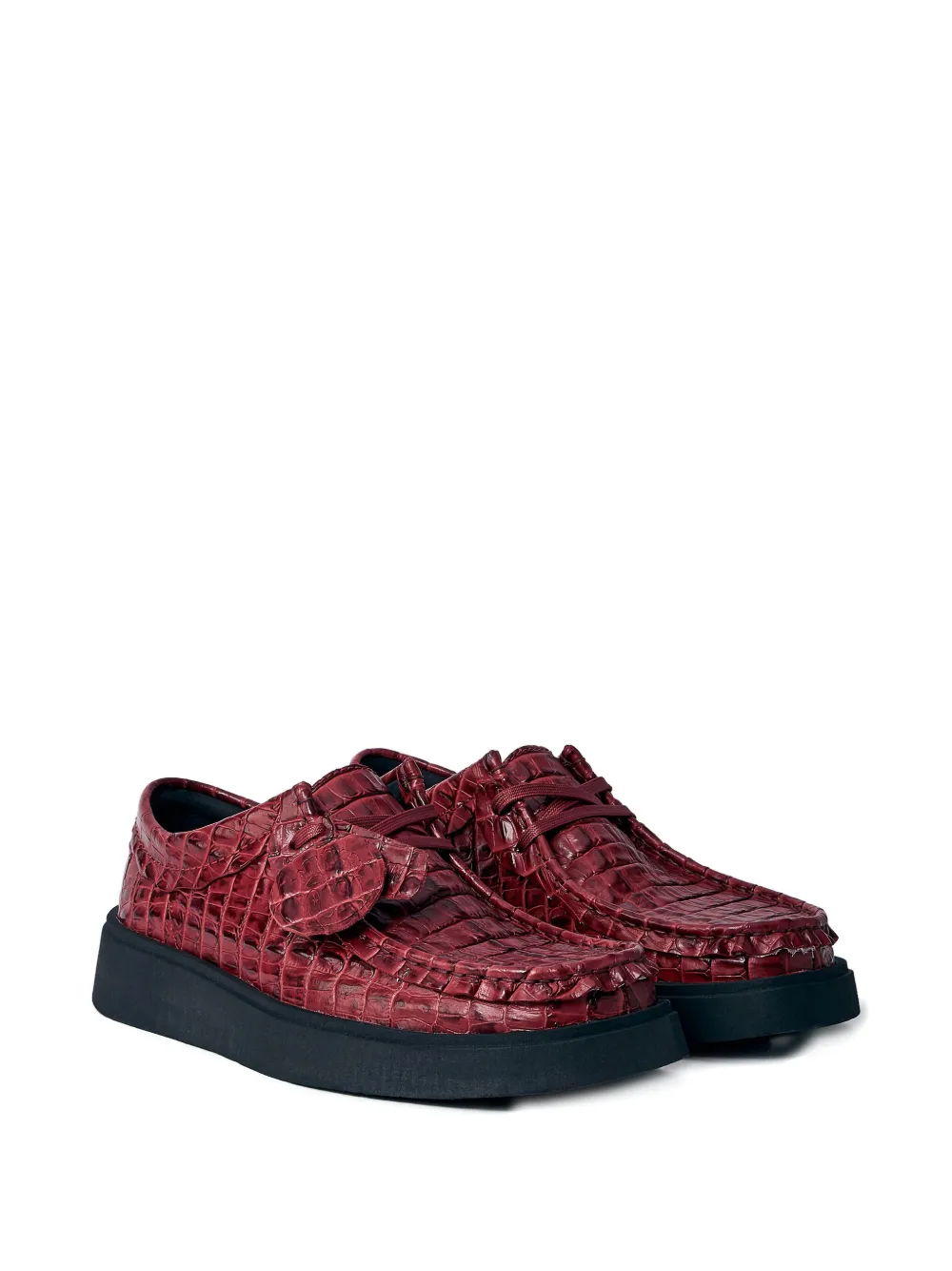 Martine Rose Torview croc-embossed lace-up shoes Red