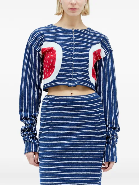 Reward If Found Bubble Cardi striped floral-panel cardigan