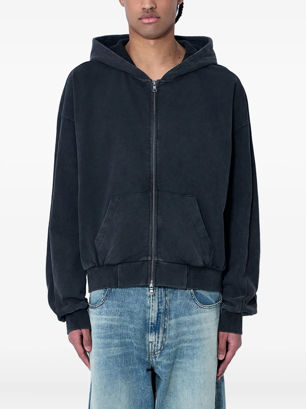 VFILES zip-up hooded sweatshirt | Black | Image 1