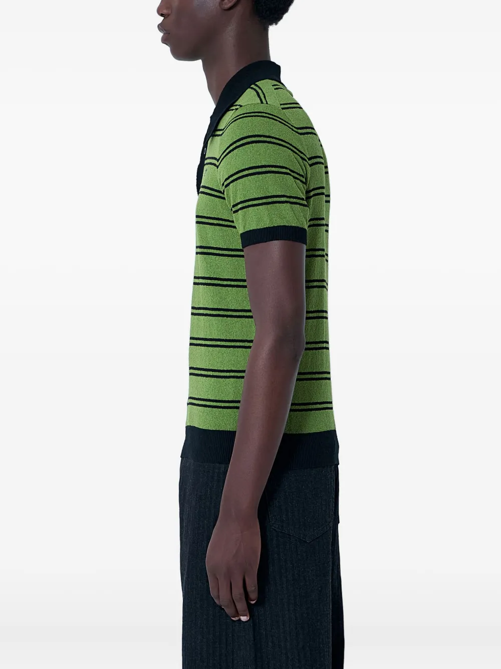 Prada striped knit polo shirt UMB95216HZF0LEG|Black