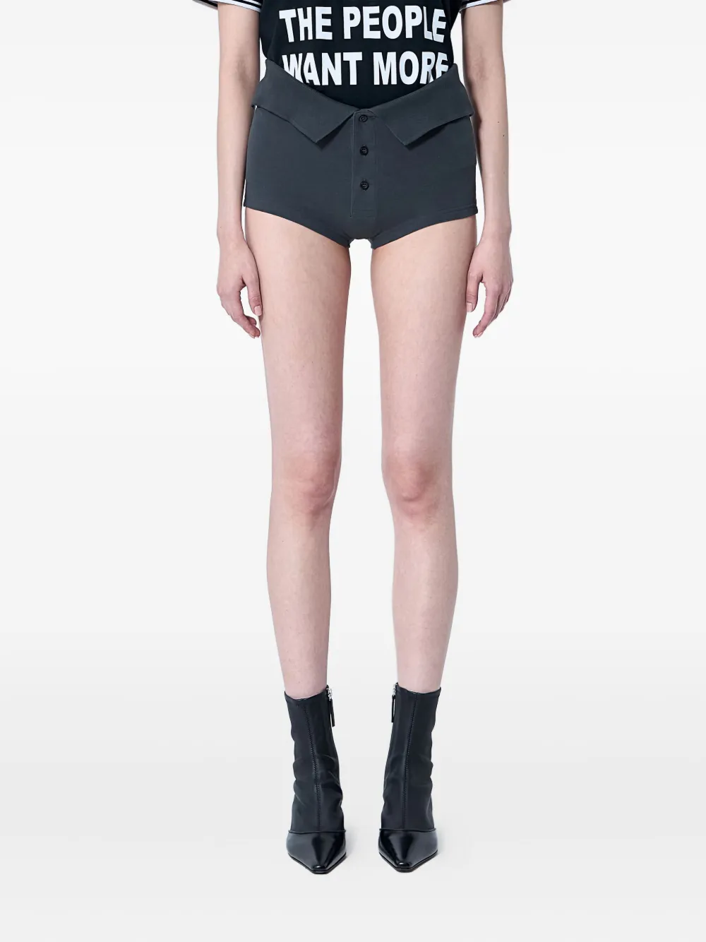 Sia Arnika button-fastening panelled shorts | Grey | Image 1