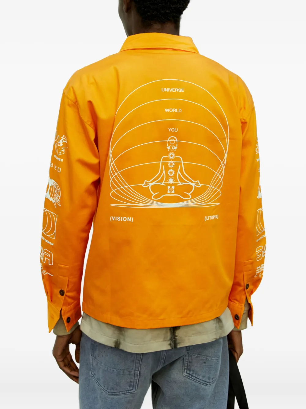 Space Available Utopia graphic-print zip-front jacket Oranje