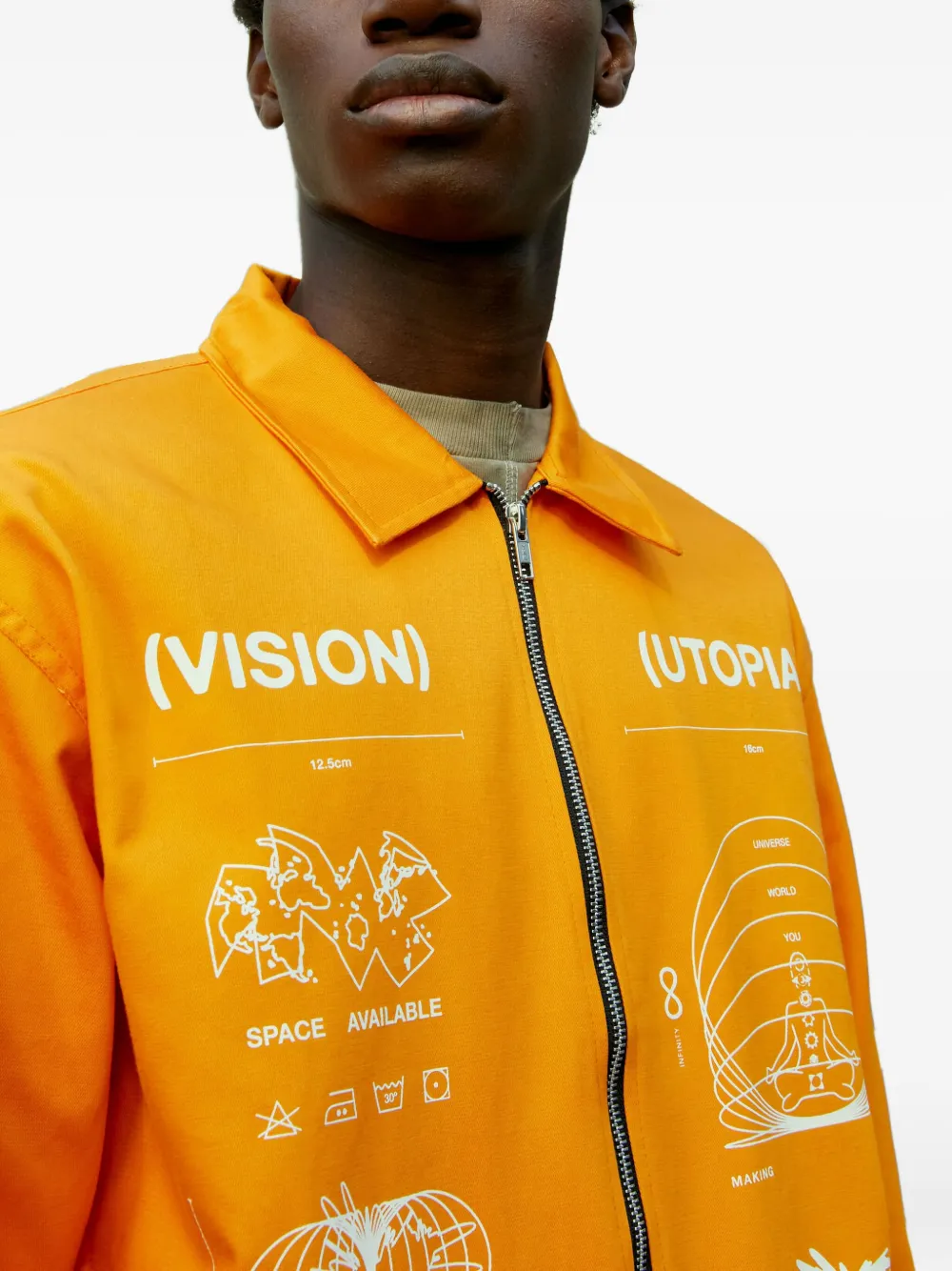 Space Available Utopia graphic-print zip-front jacket Oranje