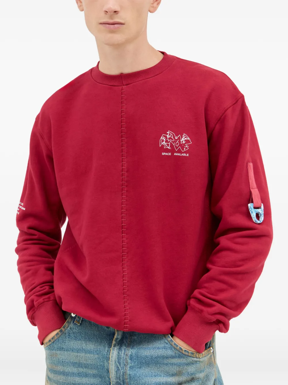 Space Available Uniform panel-design crew-neck sweatshirt | Red | Image 1