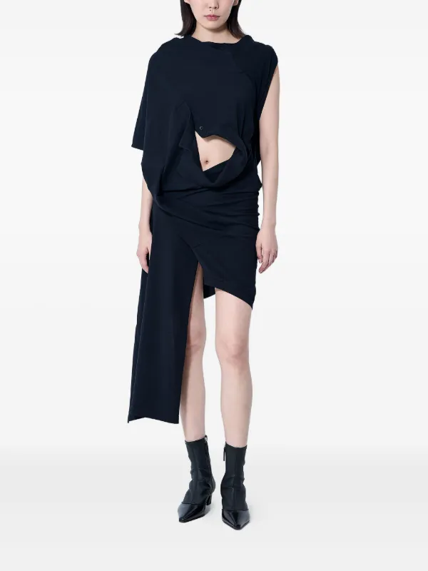 Sia Arnika Draped Asymmetrical Mini Dress - Black