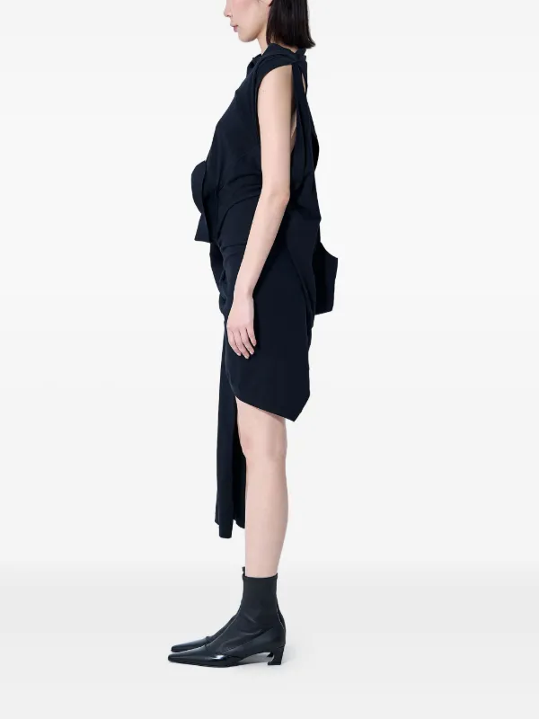 Sia Arnika Draped Asymmetrical Mini Dress - Black