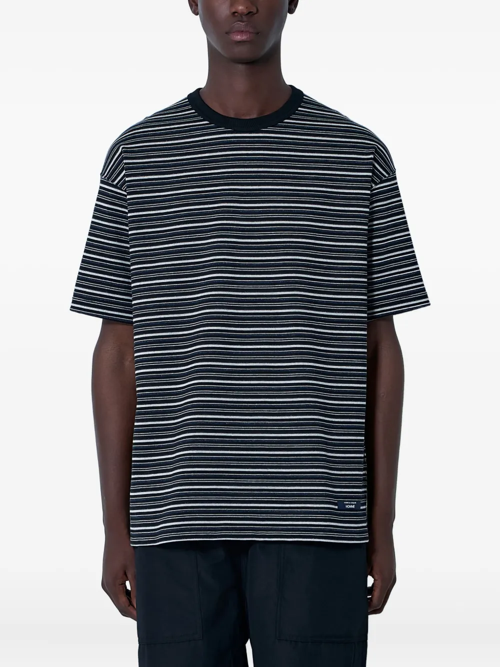 Comme des Garçons Homme striped crew-neck T-shirt Zwart