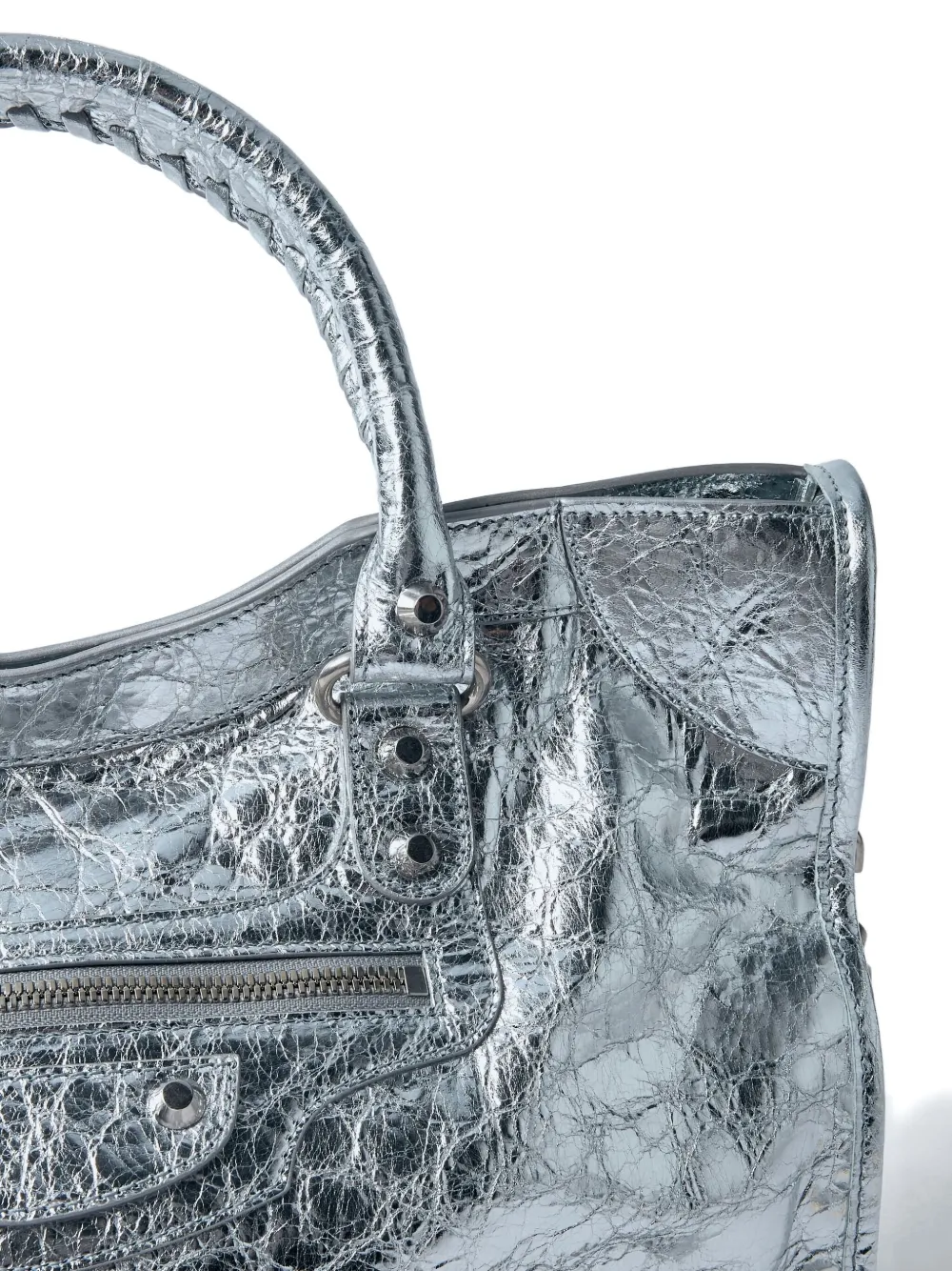 Balenciaga Medium leren shopper met studs Zilver
