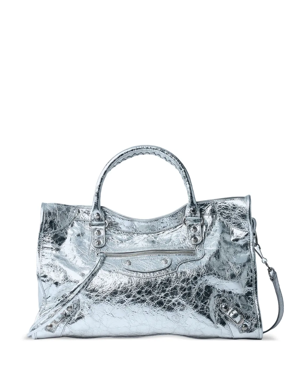 Balenciaga Medium leren shopper met studs Zilver