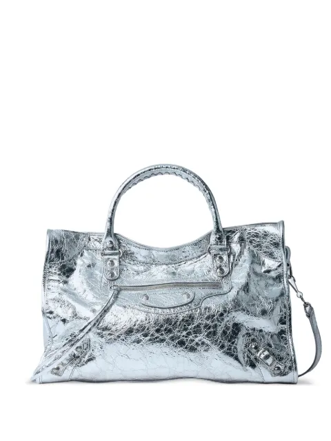 Balenciaga medium crinkled leather stud tote bag