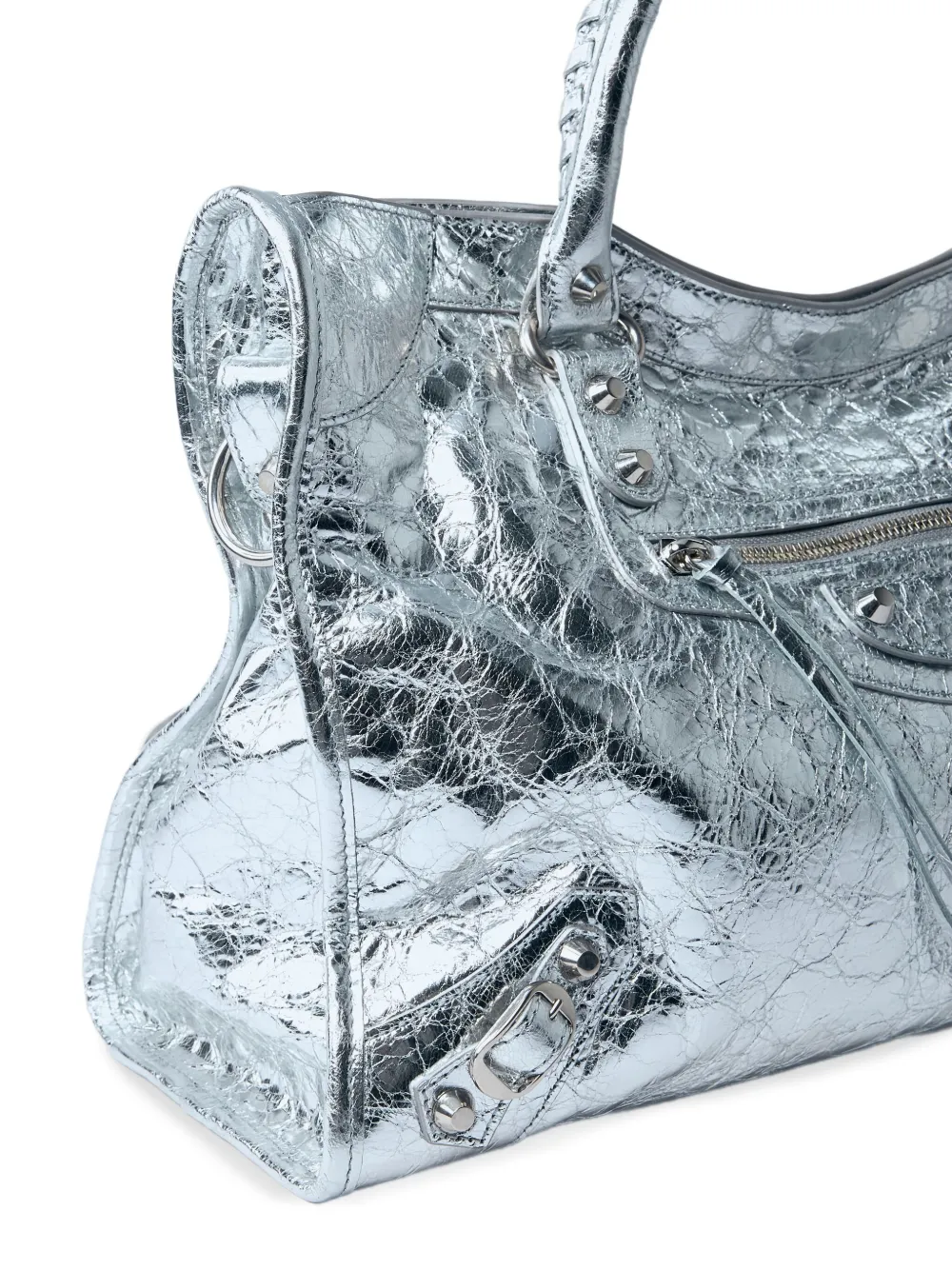 Balenciaga Medium leren shopper met studs Zilver
