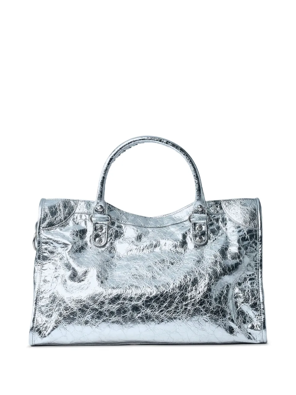 Balenciaga Medium leren shopper met studs Zilver