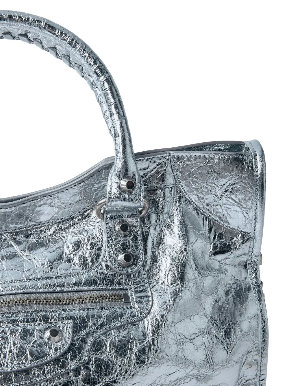 Balenciaga Medium leren shopper met studs Zilver