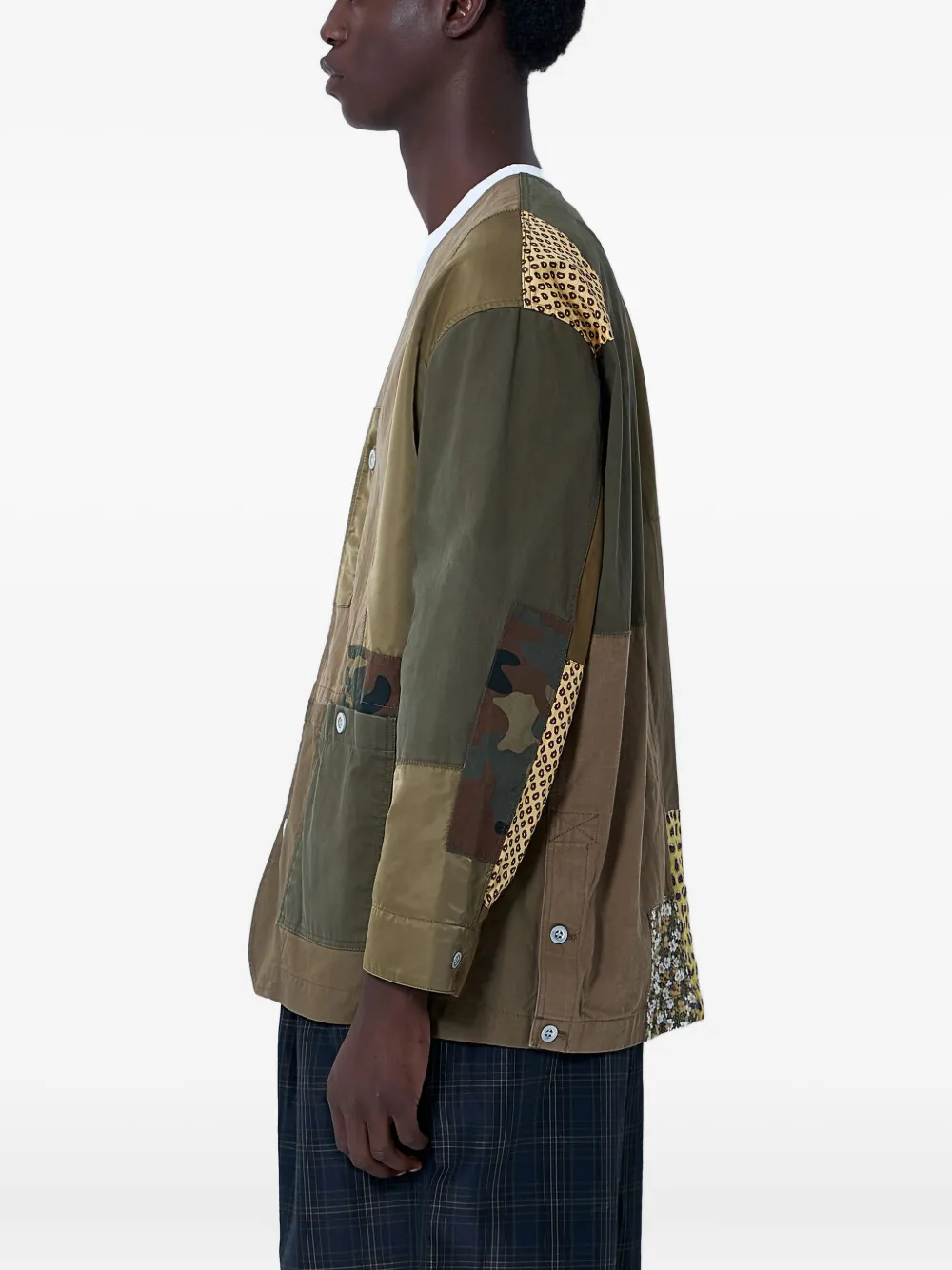 Comme des Garçons Homme patchwork panelled shirt jacket Groen