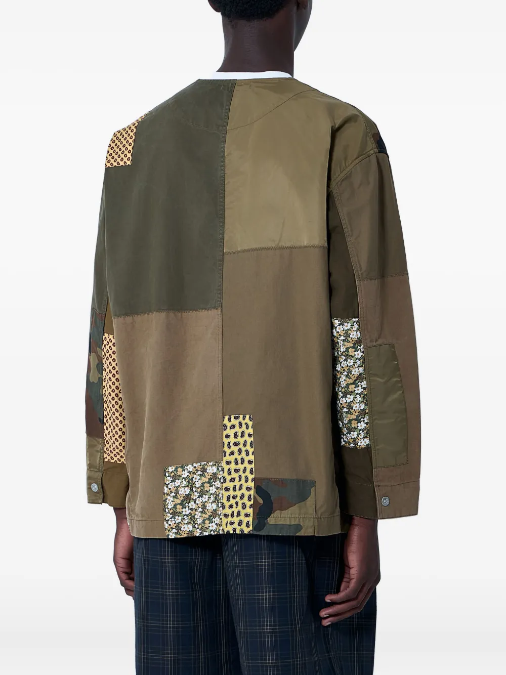 Comme des Garçons Homme patchwork panelled shirt jacket Groen