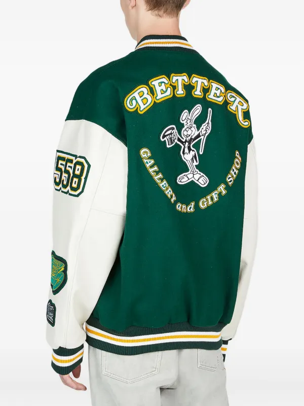Better Gift Shop leather-sleeve Appliqué Varsity Jacket | Green