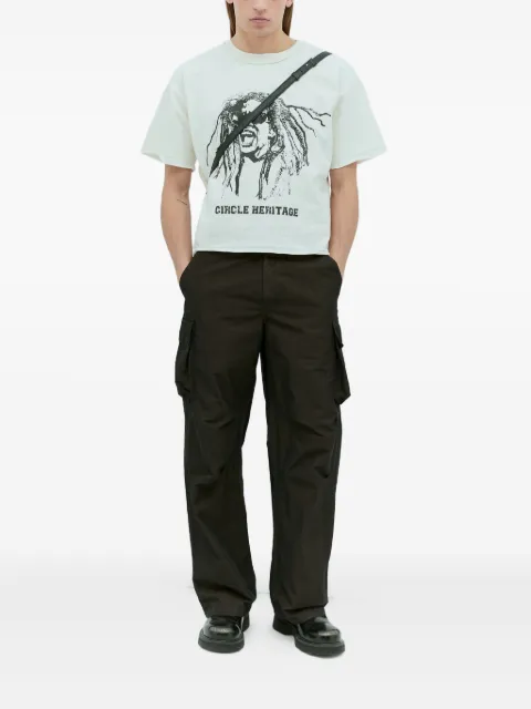 CIRCLE HERITAGE graphic-print raw-edge T-shirt