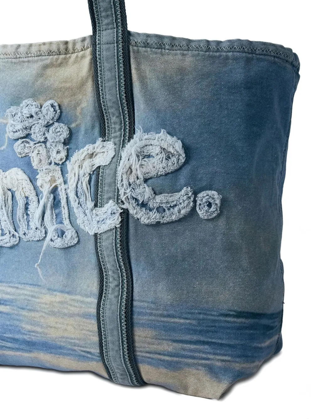 ERL Venice frayed-detail tote bag Blauw