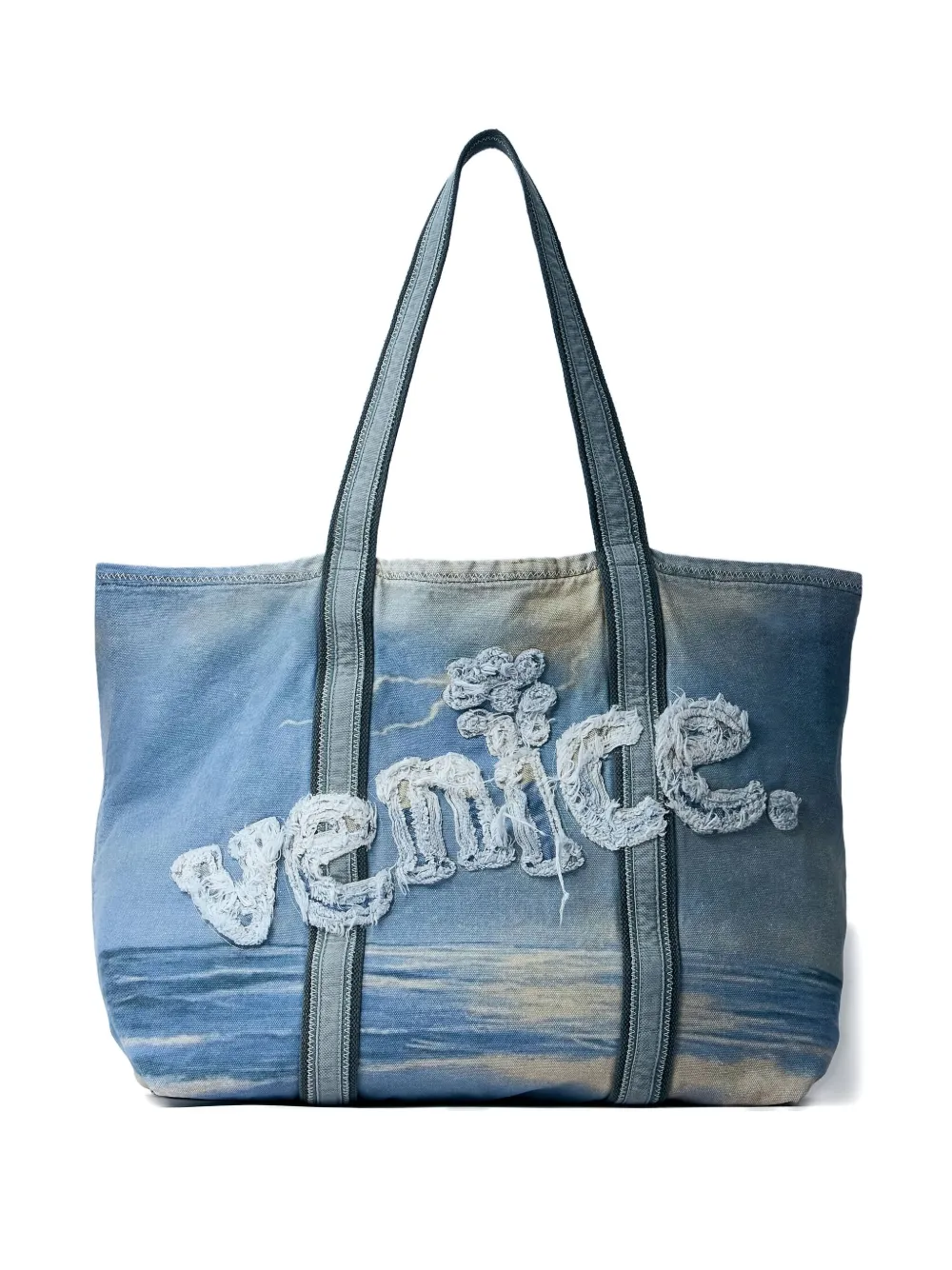 ERL Venice frayed-detail tote bag Blauw
