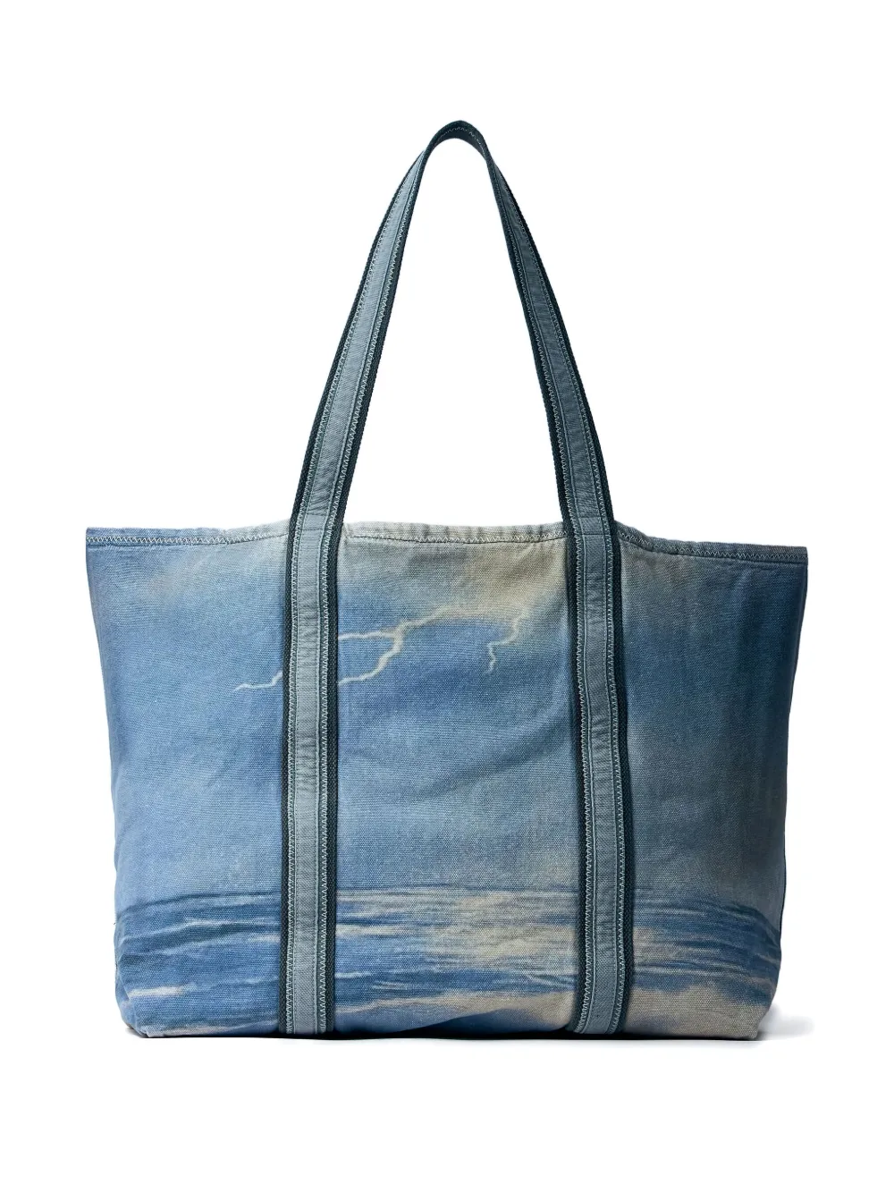 ERL Venice frayed-detail tote bag Blauw