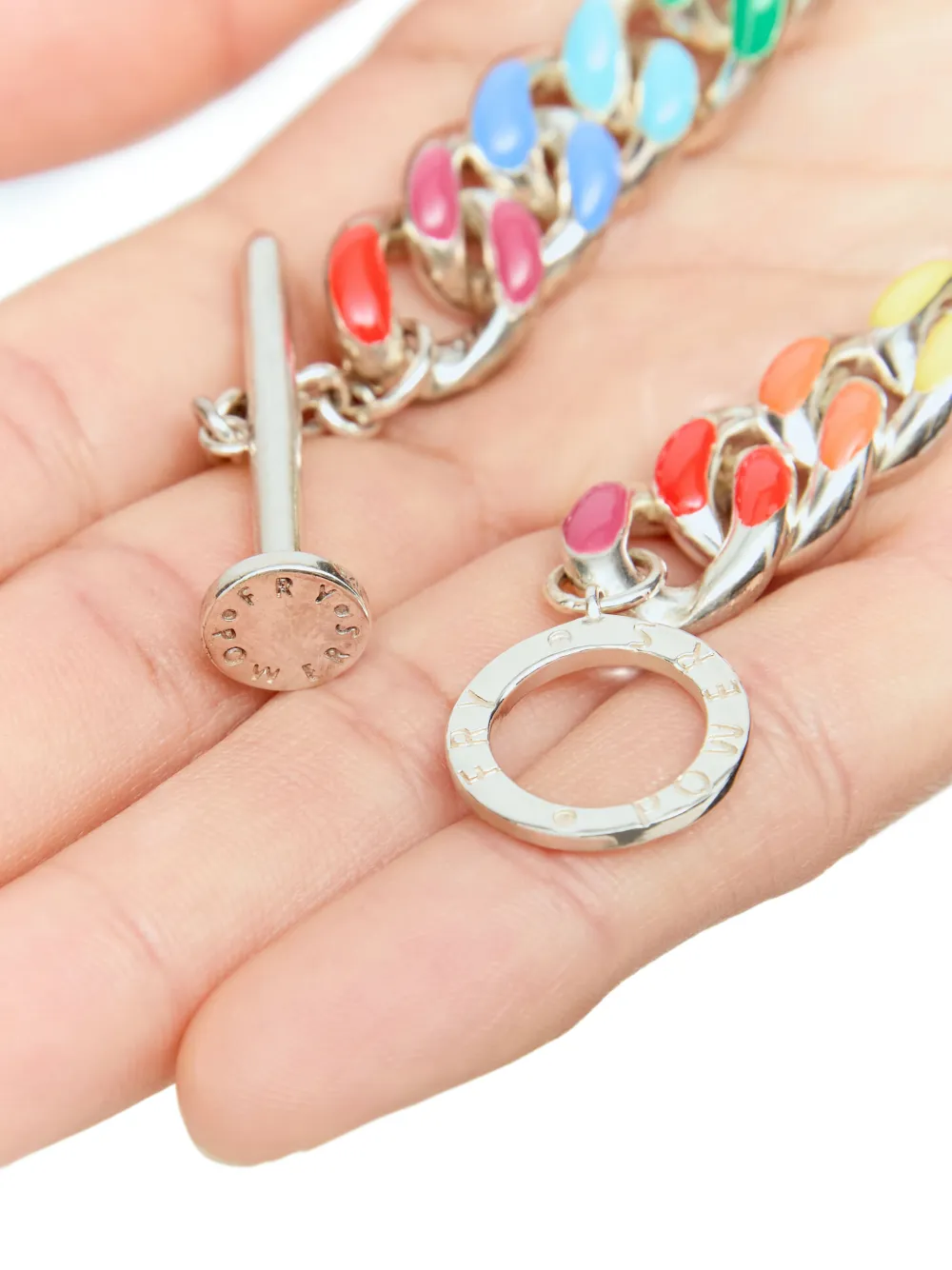  Fry Powers Pulsera De Cadena Barbada Rainbow - Plateado 