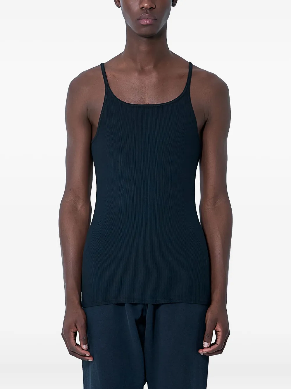 GREG ROSS scoop-neck ribbed tank top Zwart
