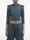 GREG ROSS Shrunken Military epaulettes zip-front hoodie - Green