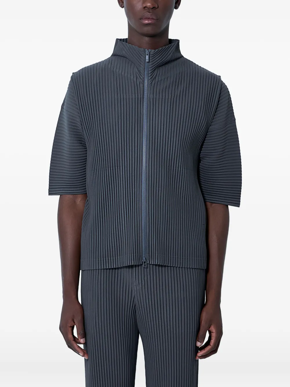 Homme Plissé Issey Miyake pleated zip-front vest Grijs
