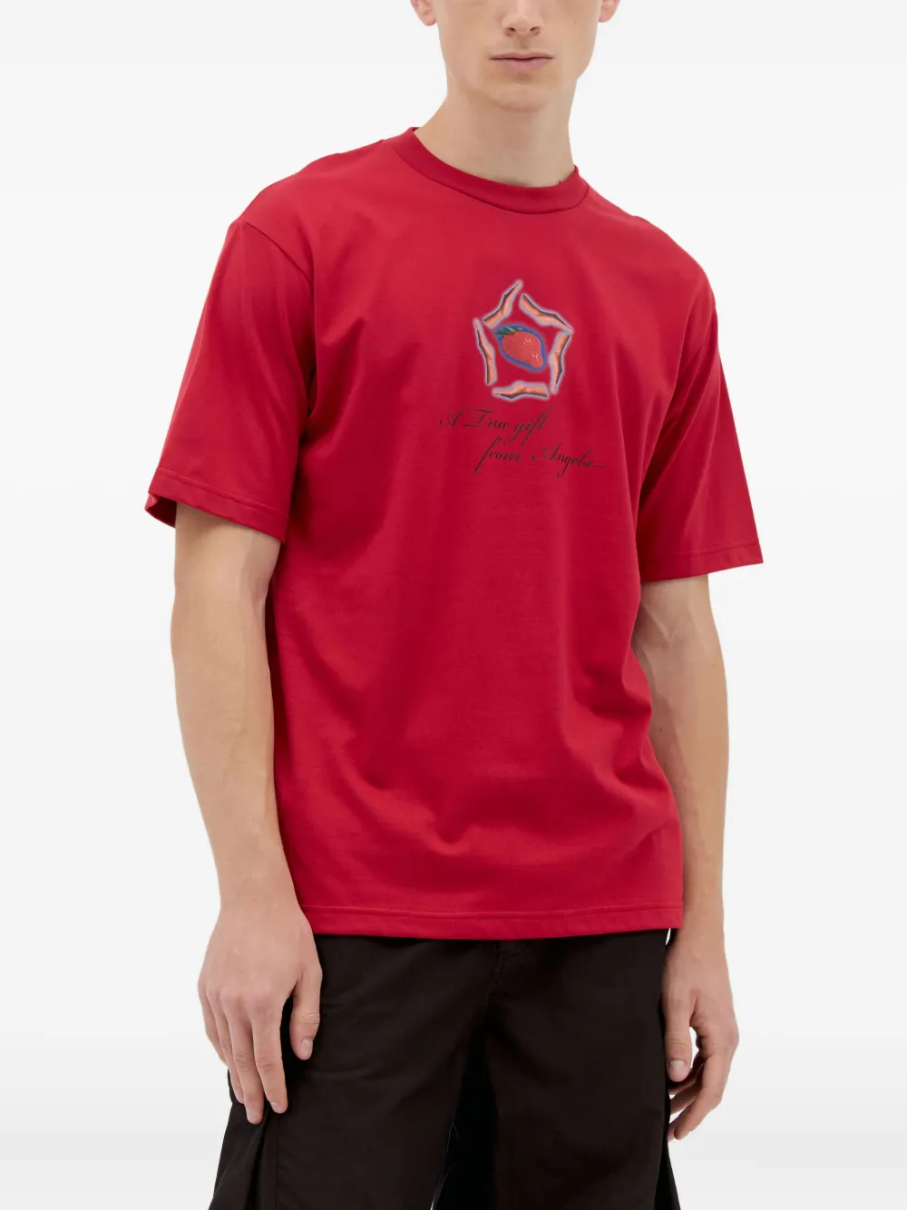 ICE & TECHNO graphic-print crewneck T-shirt Rood