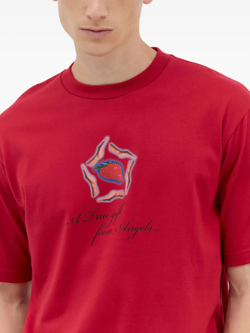 ICE & TECHNO graphic-print crewneck T-shirt Rood