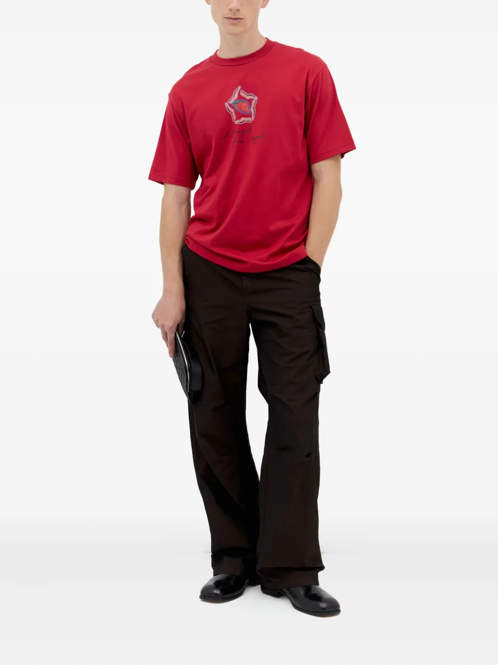 ICE & TECHNO graphic-print crewneck T-shirt Rood