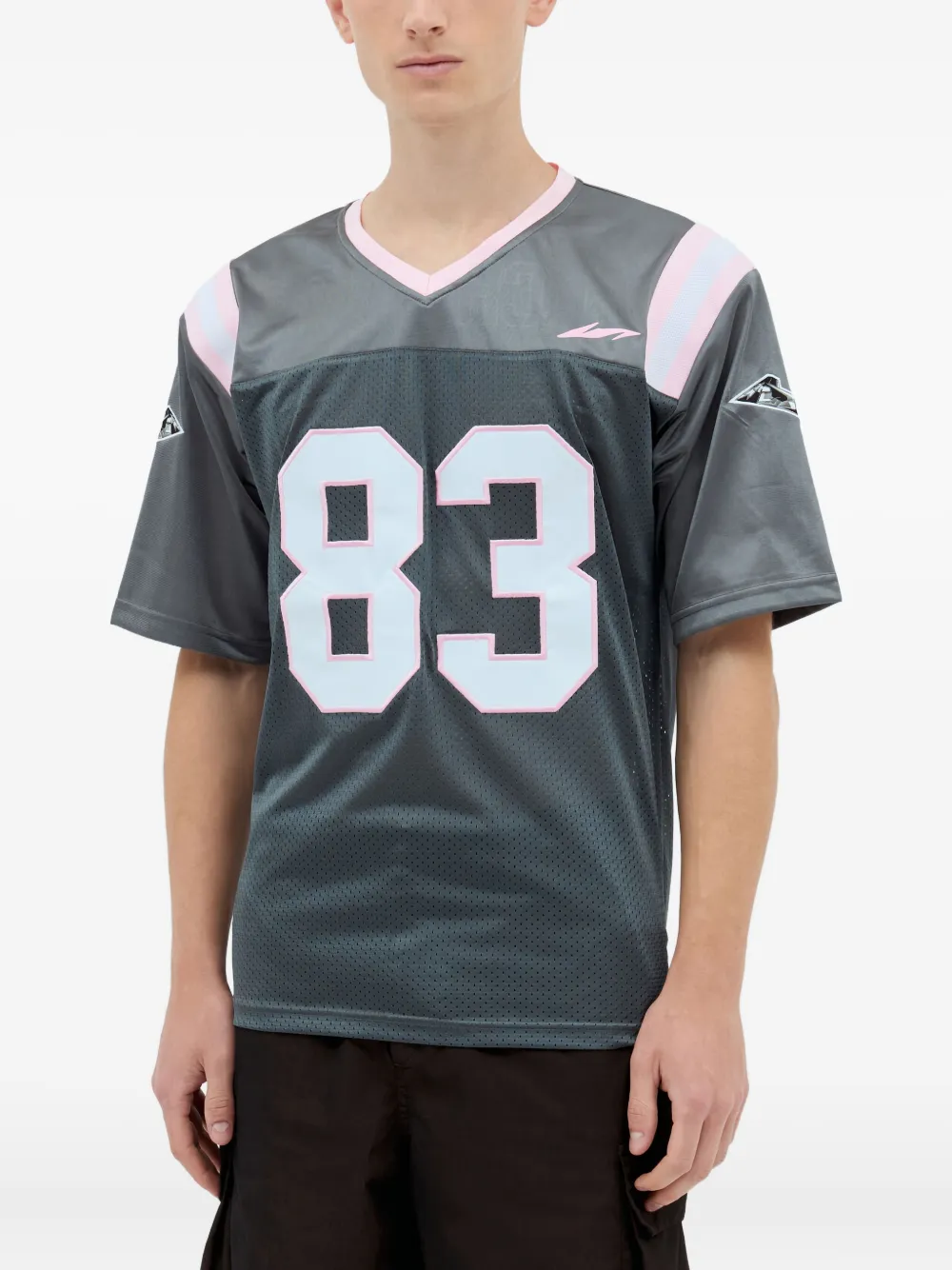 perforated-panel number applique T-shirt