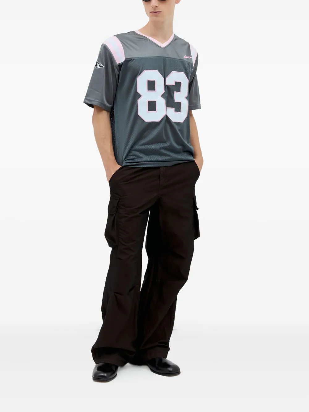 ICE & TECHNO T-shirt met geperforeerd vlak en applicatie - Grijs