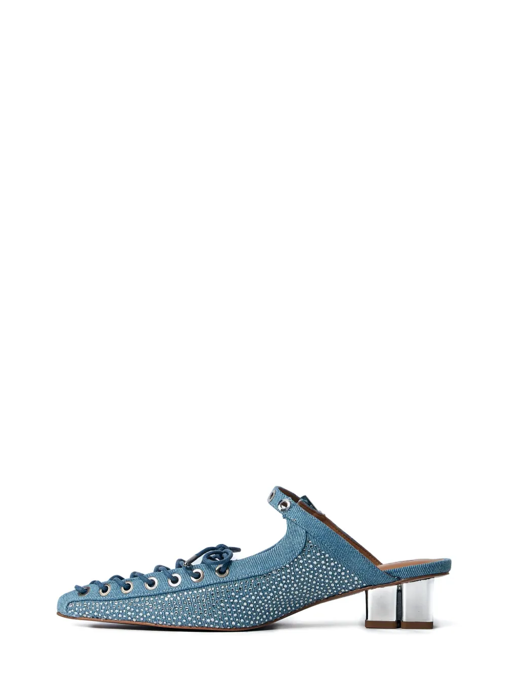 GANNI 35mm denim-effect lace-up mules S2926928|Blue